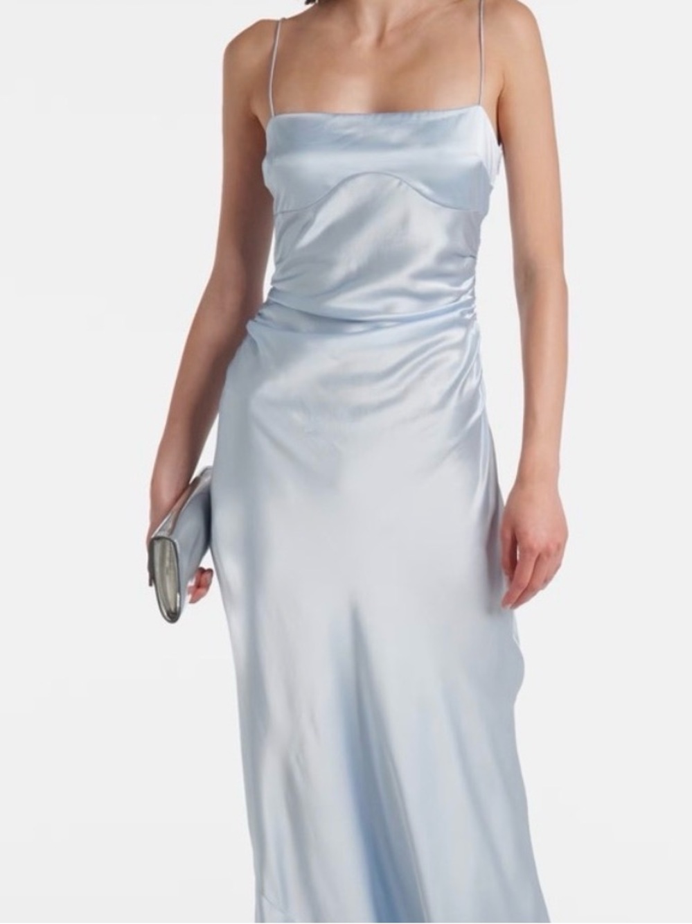 NWT Sir. The Label Lush Gathered Silk Slip Dress Pale Blue US Size 8 100% Silk